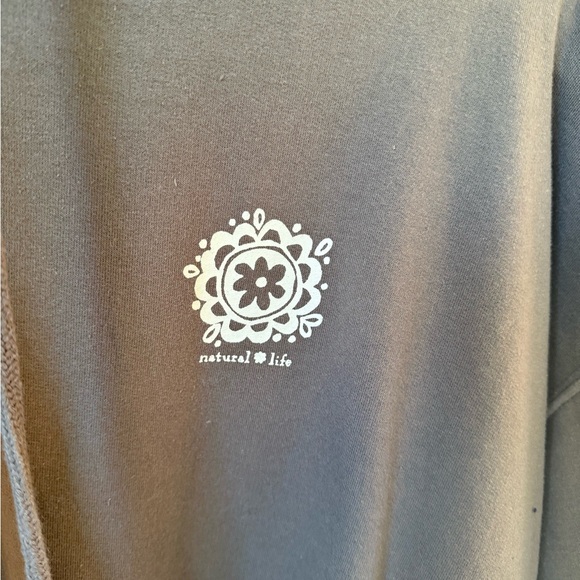 NATURAL LIFE Charcoal Hoodie with Floral Logo - Picture 2 of 7